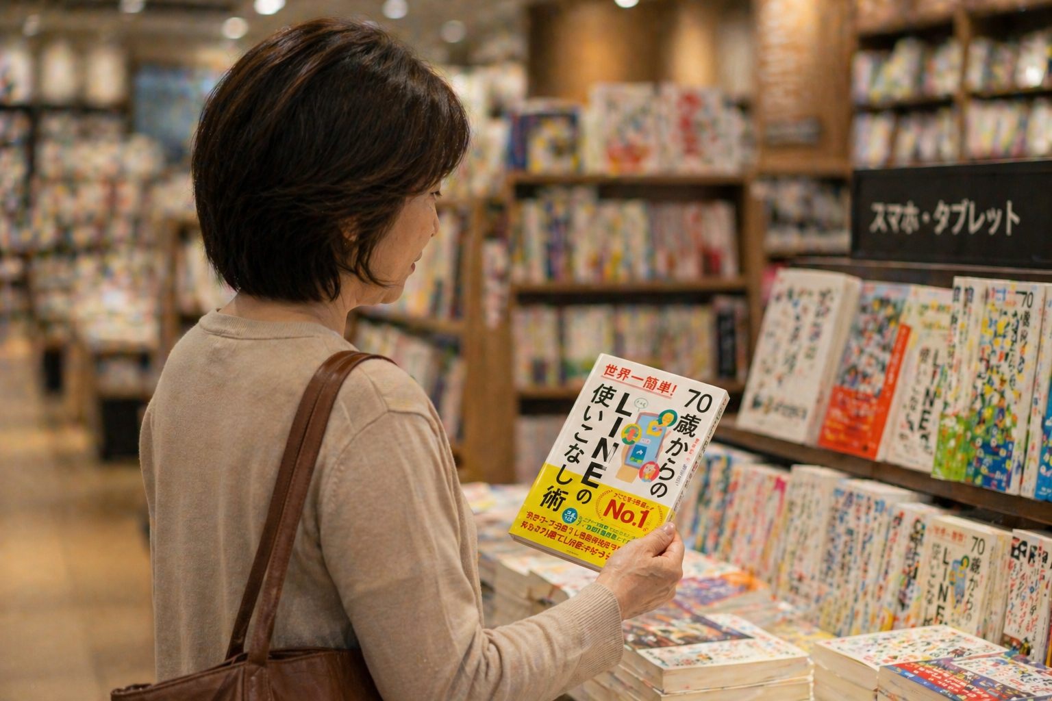 本を手に取る女性